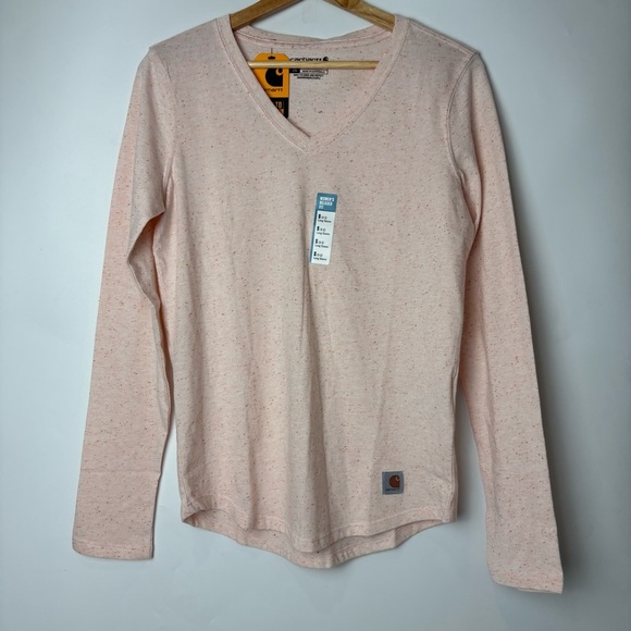 NWT Carhartt Women's Relaxed Fit Midweight V Neck Long Sleeve Shirt S - Picture 2 of 7
